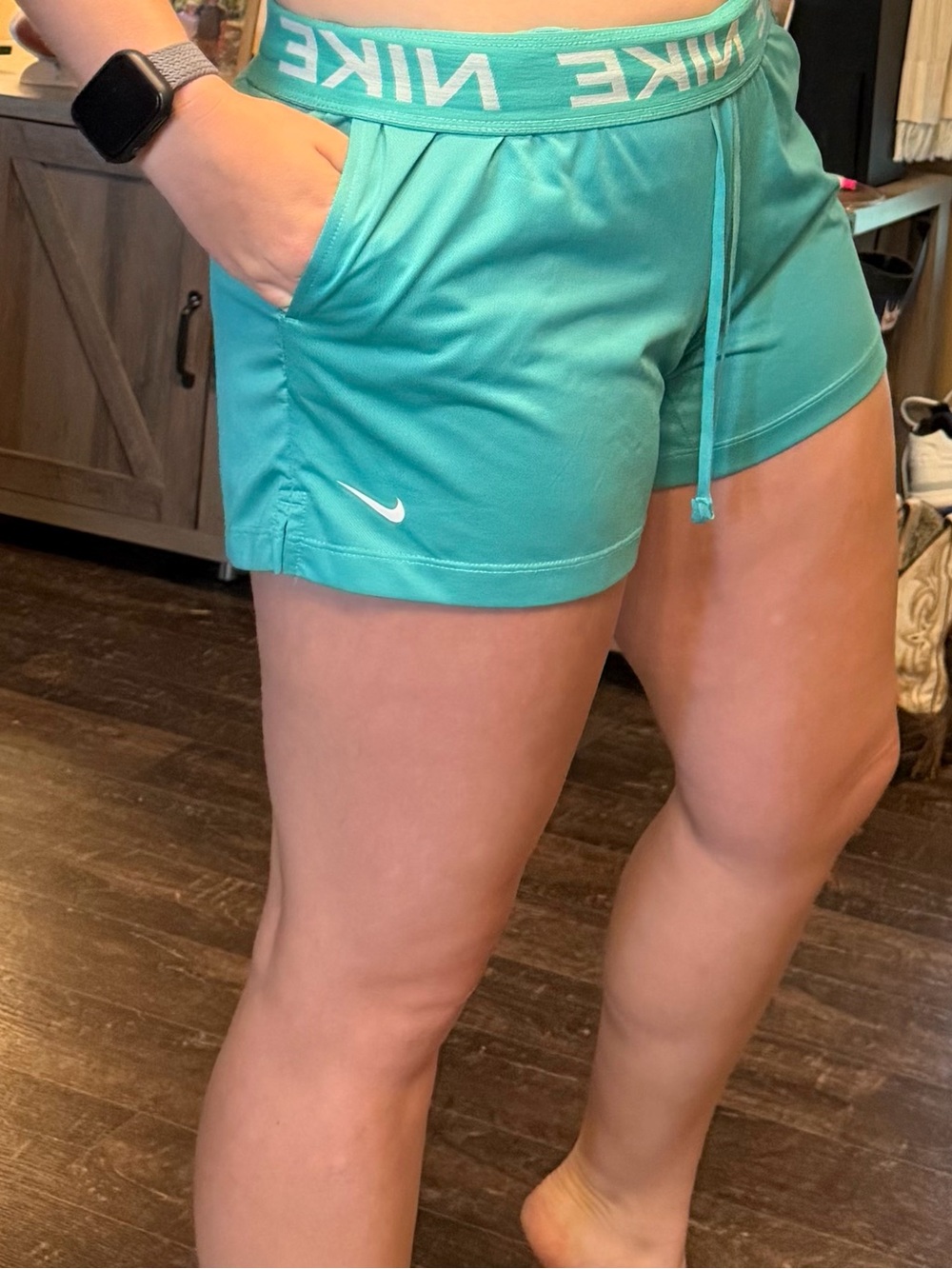 Nike Women's Aqua Athletic Shorts with Elastic Waistband